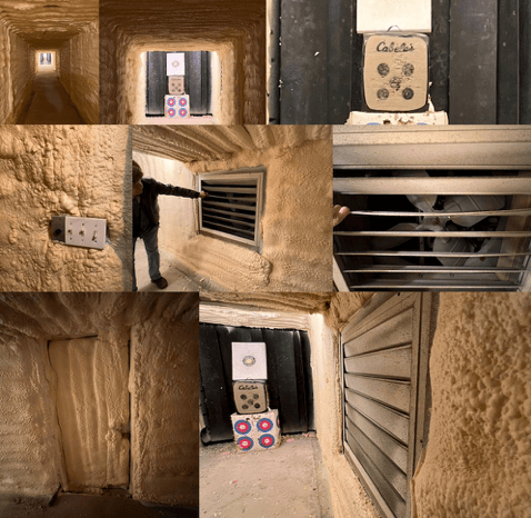 Targets, backstop, and ventilation at the end of the range